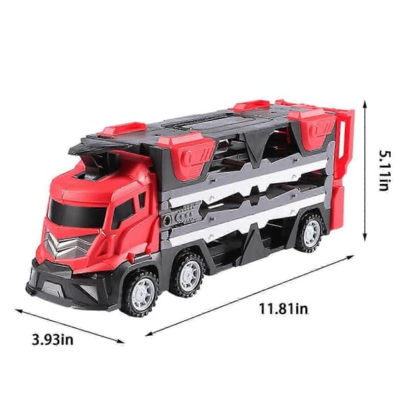 Deformation Foldbar Katapult Skinnevogn Kompatibel med opbevaringscontainer Bil Lyd- Og Lys Pullback Bil Børn Legering Bil Legetøj[LD] Red