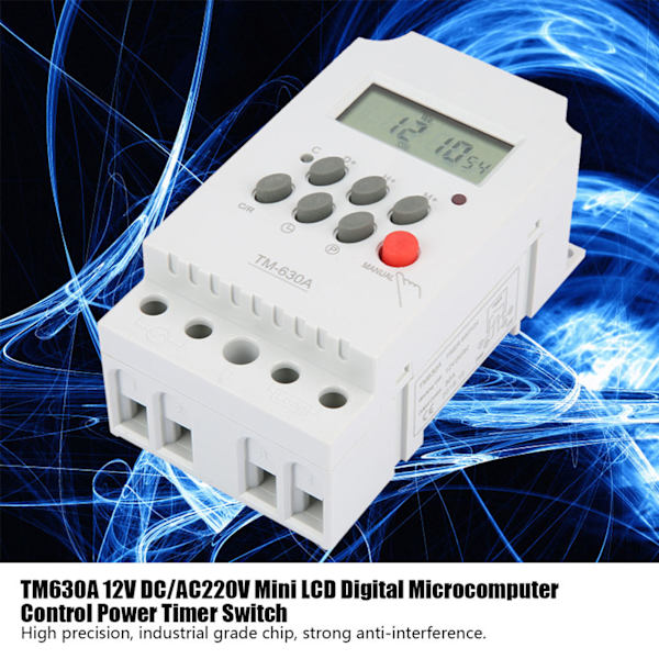 TM630A Mini LCD Digital Microcomputer Kontroll Ström Timer Switch (12V DC)