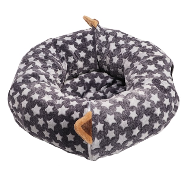 Katt Hund Tunnel Seng Stor Diameter Lang Crinkle Sammenleggbar Katt Tunnel Rør Seng med Pute for Kjæledyrleker Grå Stjerne