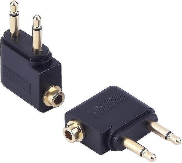 Lentokoneadapterit kuulokkeille (3 kpl, musta)