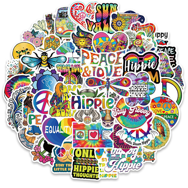 50 stk Psykedeliske Stickers Vandtætte Vinyl Dekaler Hippie Sticker til Laptop Telefon Guitar Vandflaske Scrapbog Skateboard