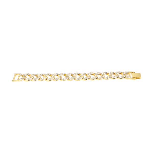 Kubansk armbånd Bling Hip Hop Spænde Kæde Diamant Smykker til Mænd Kvinder Par Guld