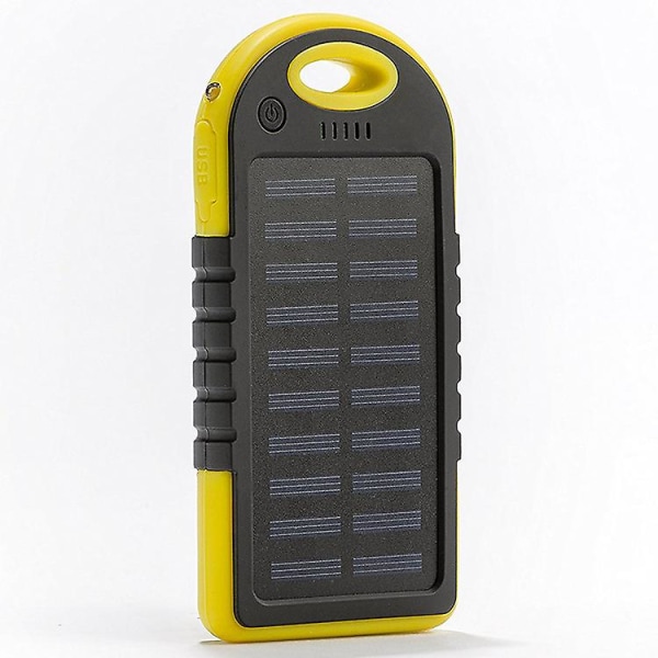 Solar Laddare Bärbar Vattentät Stötsäker Dammtät för Smartphone Yellow