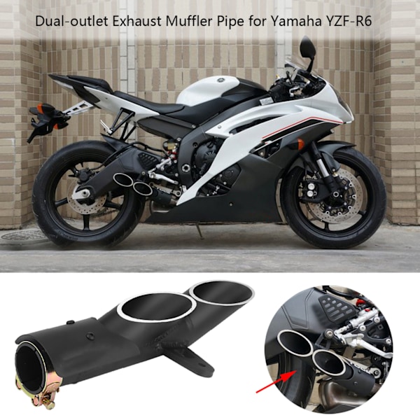 Motorcykel Dobbelt Udgang Udstødningsrør Lyddæmper Tailpipe Tip Passer til YZFR6 Passer til Suzuki GSXR