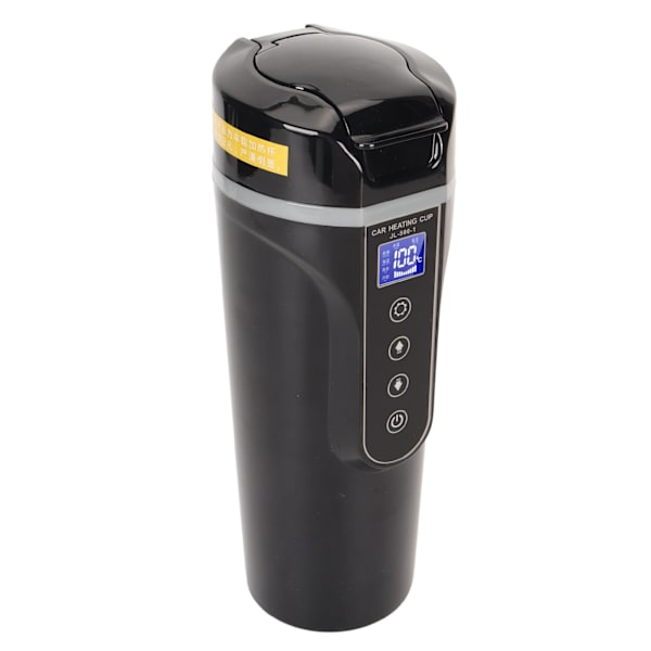 Resa Elektrisk Vattenkokare 500ml Svart vattentemperaturdisplay 96W 12V 24V Bilvärmemugg för te kaffe