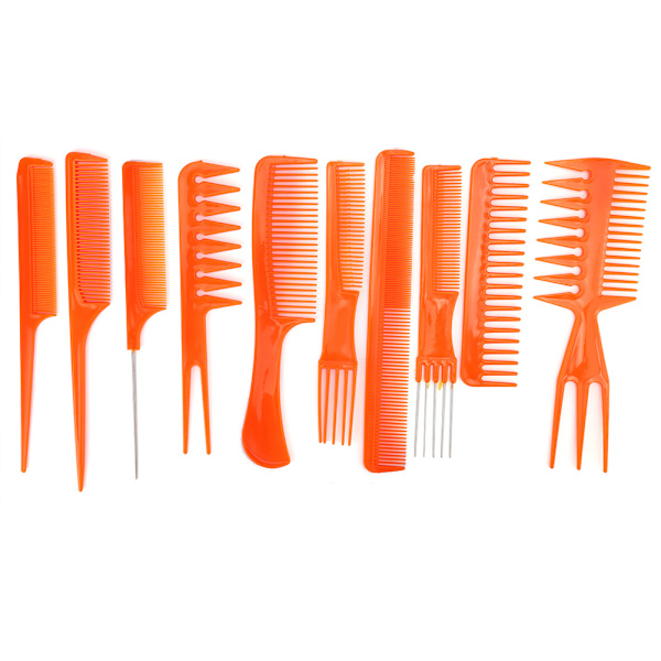 10 stk plastikmassage antistatisk hår hovedbund kam Frisør Hjemmesalonsværktøj (orange)