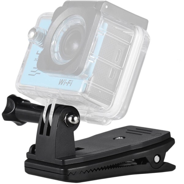 Ryggsekkrem Cap Clip Mount 360 grader roterbar klemarm for GoPro Hero 7/6/5/4/3+ for Xiaomi Yi Lite 4K+ actionkamera