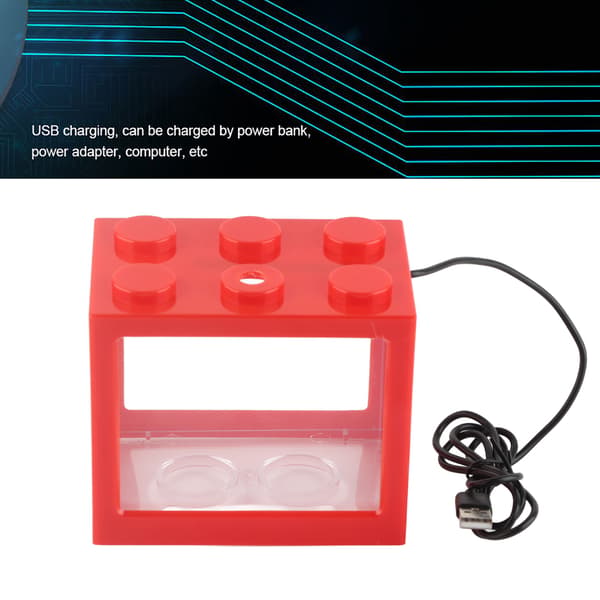USB LED Lys Akvarium Mini Akvarium til Kontorbord Rød