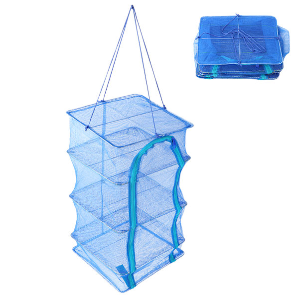 Sammenleggbar Mesh Henge Tørkestativ Nett Anti-Fluer Tørket Mat Oppbevaring Bæreveske (35CM)
