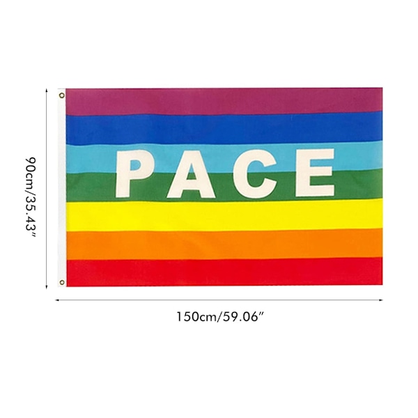 Färgglad Fredsflagga Polyester Pacifistflagga 90 X 145 cm Fredsbannerflaggor för trädgårdsbalkong utomhus