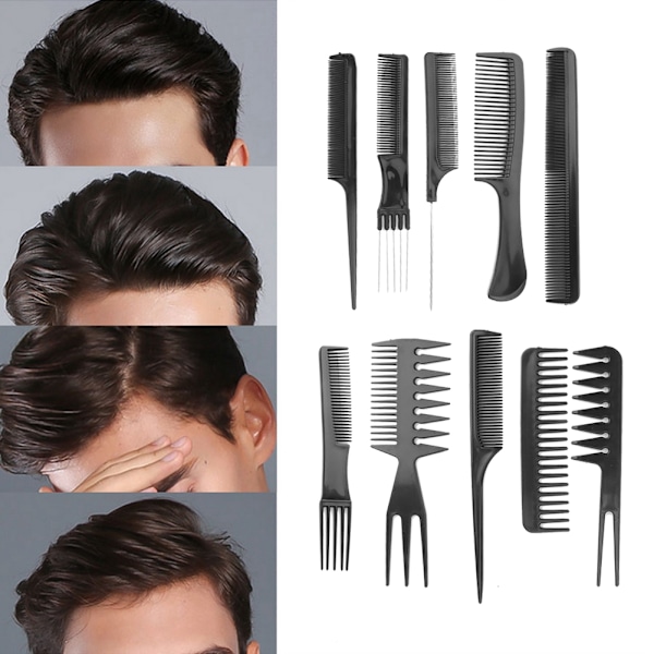 10 st/set Professionella hårstylingkammar Salong Barber kammar för olika funktioner