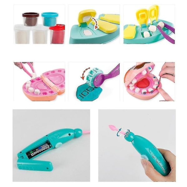 Barns pedagogiska färgad lera, liten tandläkare Play House Plasticine Tooth Extrac