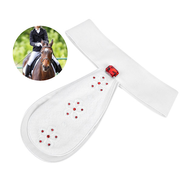 Stilful børnehestesportskrageblomst hvid slipskrage slips broche ridesport tilbehør rød rhinestones barn