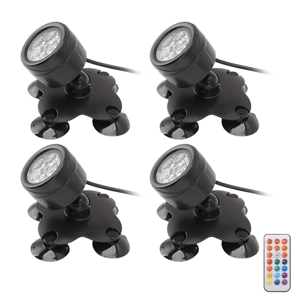 Undervannsdammlys Fargerik IP68 Vanntett 360° Justerbar Base for Fontene Fisk Basseng Hage 100‑240V Amerikansk Kontakt