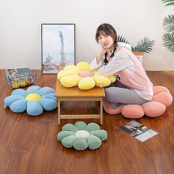 Plush Blomster Pleddkast Cartoon Pute Hjemmedekor Sofa Soverom Myk Stol Rosa 70x70cm