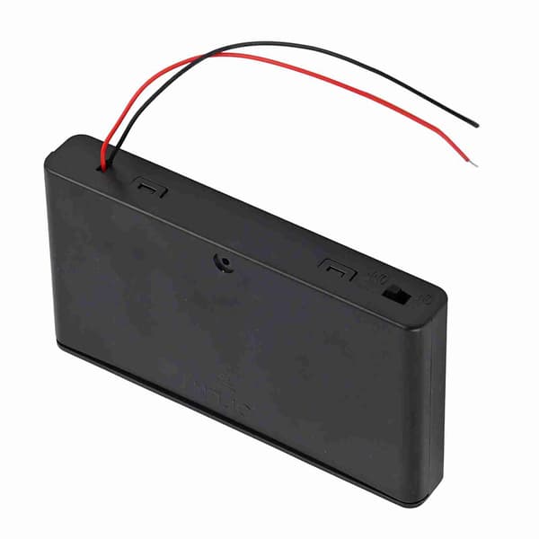 Bærbar opbevaringsboks til AA-batteriholder med låg og strømafbryder