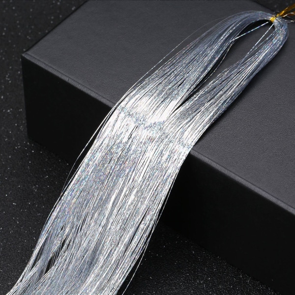 36 tuuman hiushohka Sparkling Glitter Tinsel Fairy Hiuspidennykset lämmönkestävät Silver