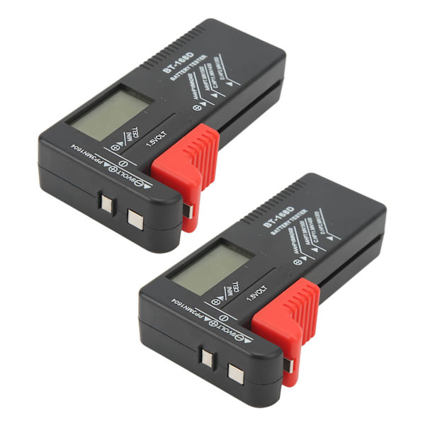 2 stk Batteritest Kapacitetsmåler Digital Display Værktøj til AA AAA 9V 1,5V
