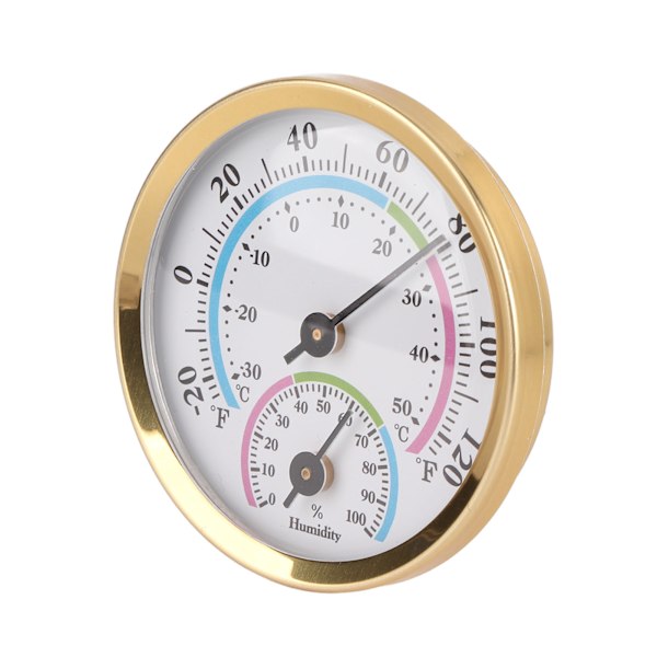 Minipekare Typ Termometer Hygrometer Inomhustemperatur Luftfuktighetsmätare Monitormätare TH103C Guld Skal Färg Framsida