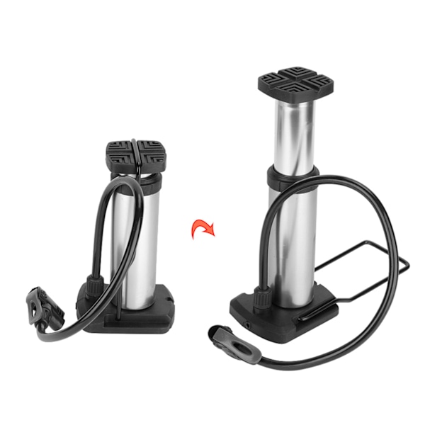 Cykel Fotpump Mini Bärbar Högtrycksgolvpump Däckluftpump (Silver)