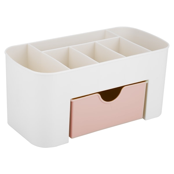 Multifunktionell Skrivbord Desktop Organizer Låda Brevpappershållare Makeup Förvaringslåda Hem Rosa