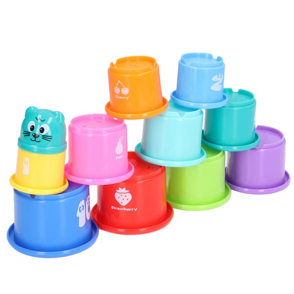 Stapling Cups Toy Numbers Fruits Learning Different Colors Educational Bathtub Stacking Cup Toy