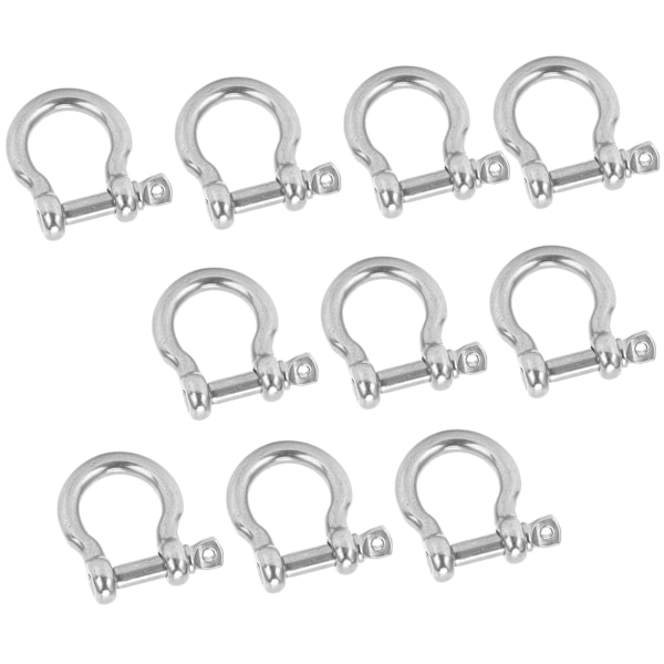 10 stk Bøjle Shackle D Ankerlast Rustfrit Stål UShape til Camping Vandreture Klatring M5