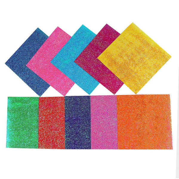 Glitter origamipapper, 50 ark färgat origami glittrande papper Premium Craft Origami, 25 X 25 cm