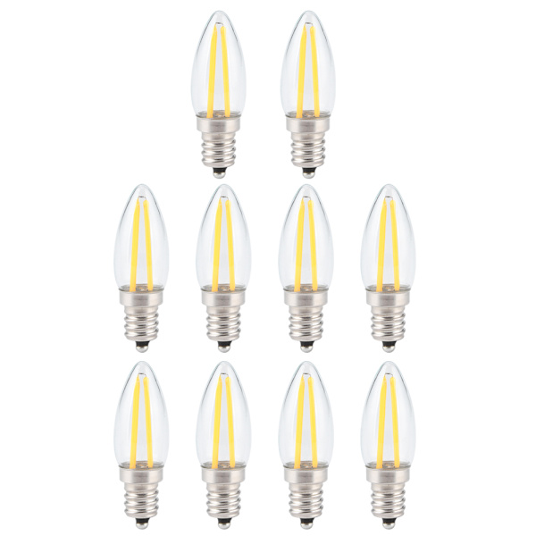 10 st E12 1,5W AC230V långa glödtrådar mini LED-lampor för hembil landskapsbelysning