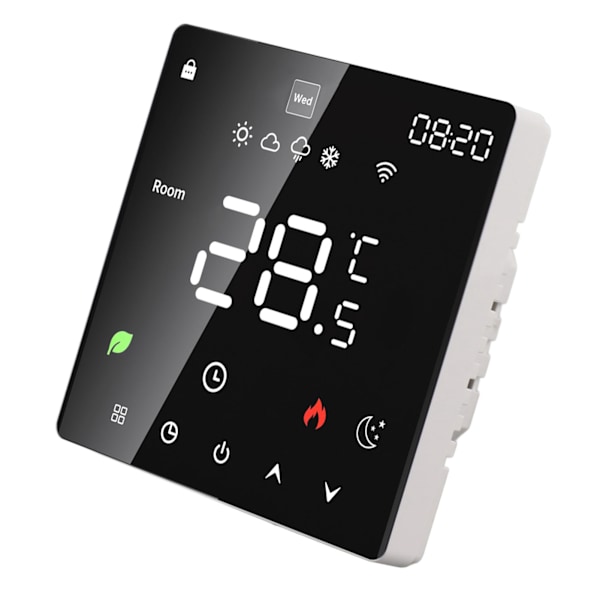 16A Smart Termostat LCD Farve Touchscreen PC Programmerbar Elektrisk Varmetermostat til Hjem Hotel Kontor AC 90 til 240V Uden WiFi