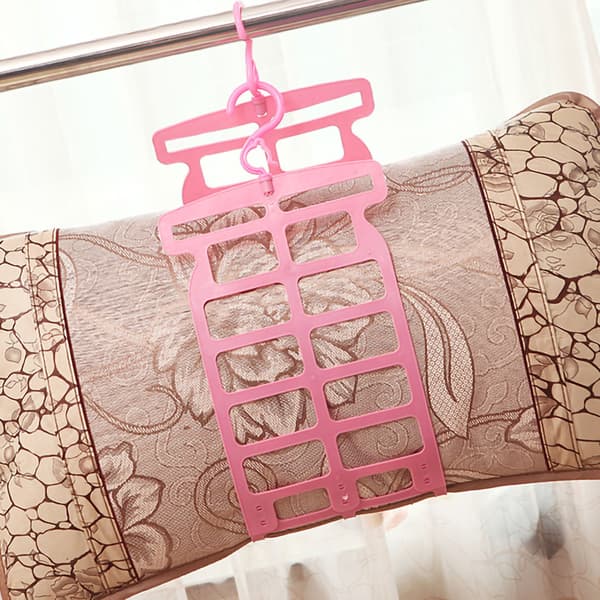 Pillow Drying Rack Hanger Plastic Multifunction Double Hook Large Bearing Plush Toys Drying Rack Pink