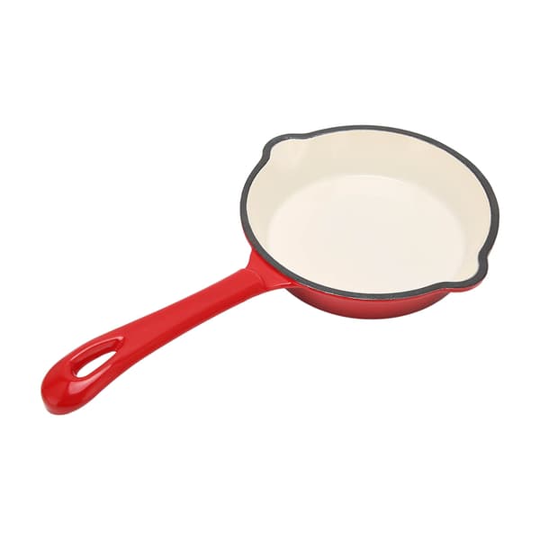 Frying Pan Cast Iron Enamel Double Layer Nonstick Surface Long Handle Durable Robust Frying Pan for Home Restaurant