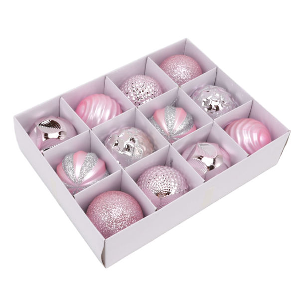 Julekuler Ornament Julepynt for familiefester Hagemiddager Bursdagsfester Rosa