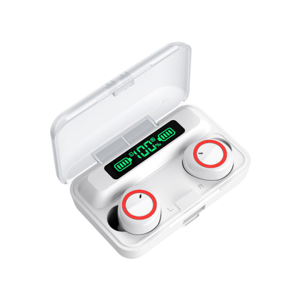 Bluetooth headset F9 Bluetooth headset binaural TWS trådløs 5.0 batteriskjerm touch 5.0-X White Red