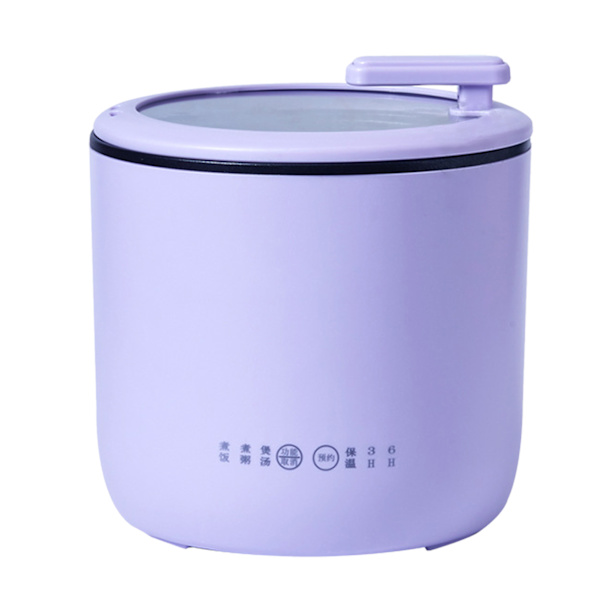 Mini riskokare Multifunktionell hem Elektrisk rismaskin Lågeffekt sovsal Non Stick Congee Cooking Pot CN 220V Lila