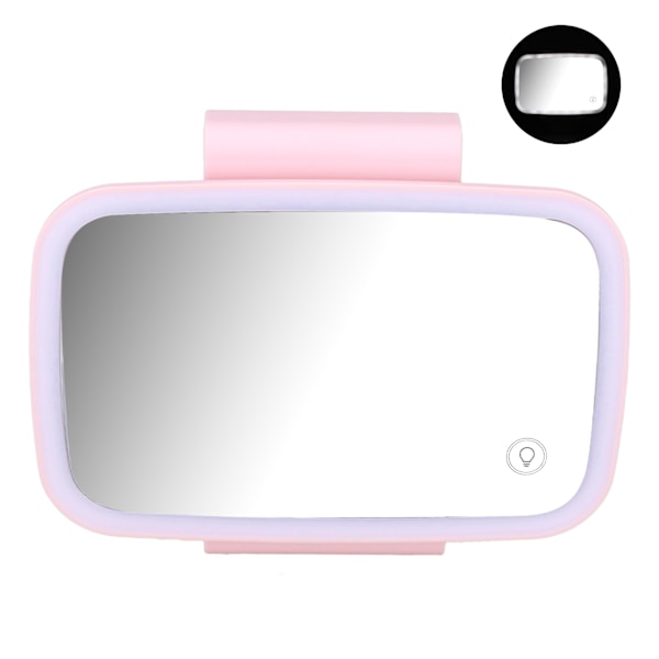Bil Solskydd Sminkspegel Surround LED-lampor Pekskärm Plug and Play med infällbar rygg ClipPink