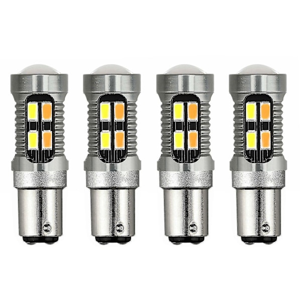 4x Bil LED-lampa Canbus 1157 P21/5w Bay15d Färg Backljus Vit Bärnsten C