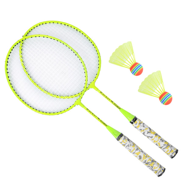 Badmintonracket för barn med 2 bollar Set Utomhus Sportspel Barn Pojkar Flickor LeksakFluorescerande Gul
