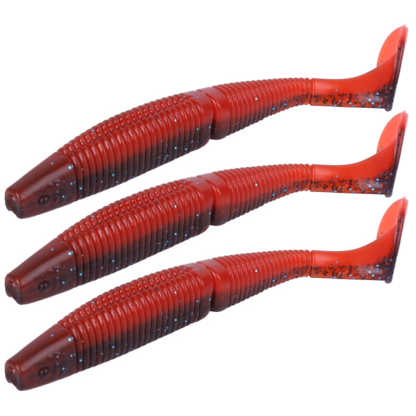 AR36 3PCS T-hale myk kunstig agn 140mm 17g lokkeme fiskeutstyr tilbehør mørkerød