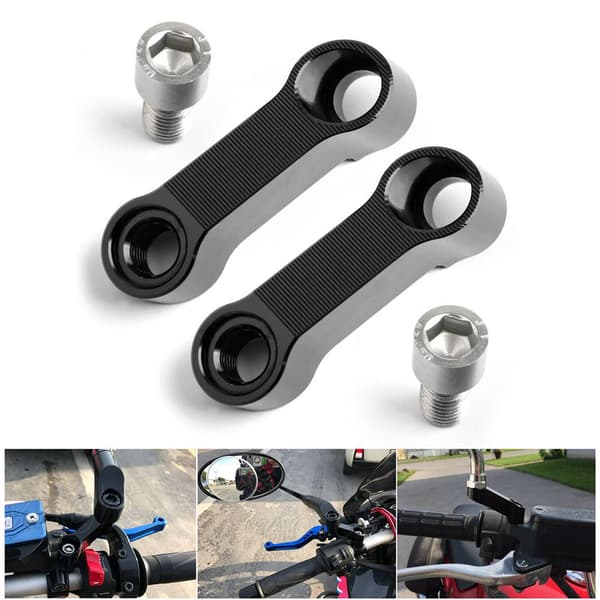 Motorcycle Mirror Extender Motorcycle Rearview Adapter Mirror Riser Extender Black