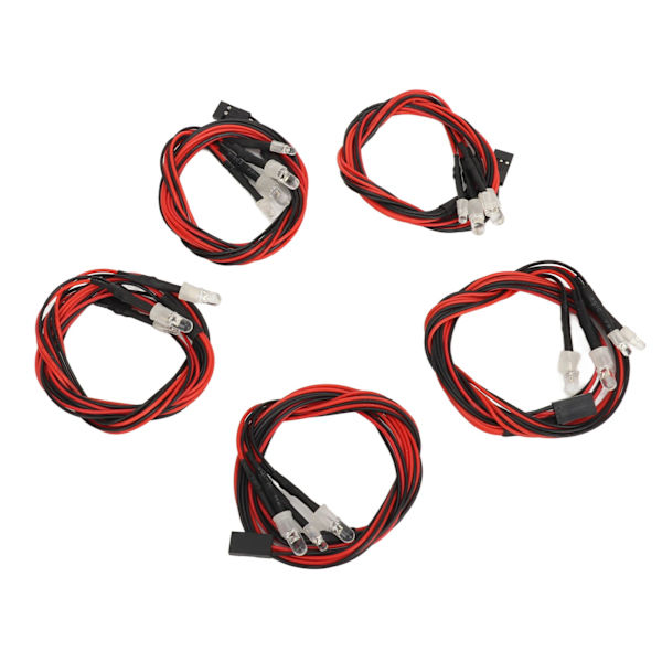 5 kpl RC-auton LED-valot Universaali Korkea kirkkaus 2 valkoista valoa 5 mm lamput 2 punaista valoa 3 mm lamput 4 LED RC-valosarja