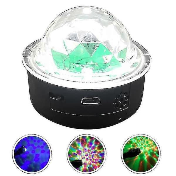 Stemmeaktiveret scenelys discolys farverig USB krystalkuglelampe sort