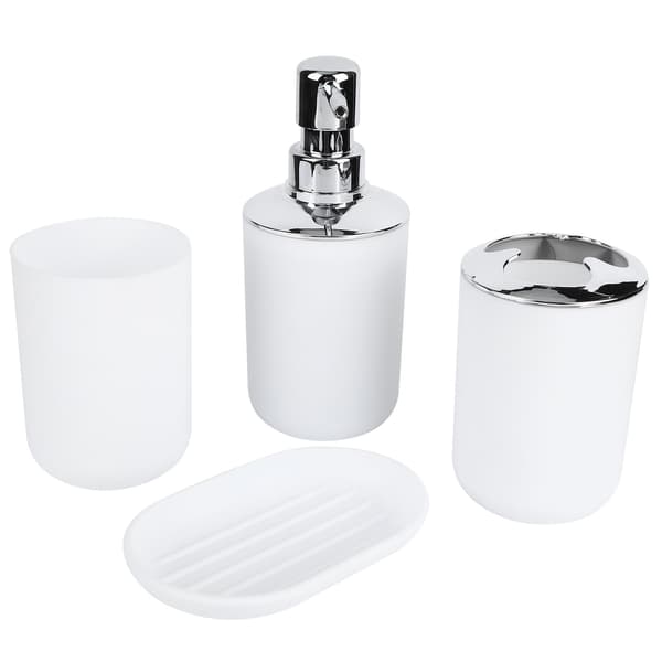 4 pcs/set Bathroom Set Accessories Plastic Lotion Bottle Storage Cup Rinse Cup Soap Dish White