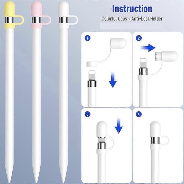 3-pack Kompatibel med Apple Pencil-lock 1:a generationens topplock, hållare