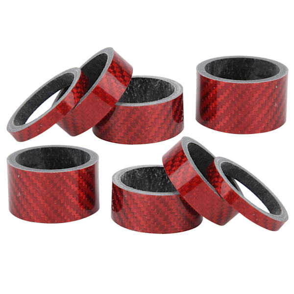 2 sett karbonfiber 5/10/15/20 mm Sykkelheadset Gaffel Spacer Styre Sykkelbrikke Rød
