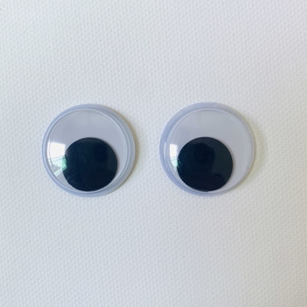 2 kpl Googly Eyes - Värähtelevät silmähartsit, itseliimautuvat käsityötarvikkeet, kodin sisustus jääkaappiin, 8 cm / 3,15 tuumaa, musta ja valkoinen