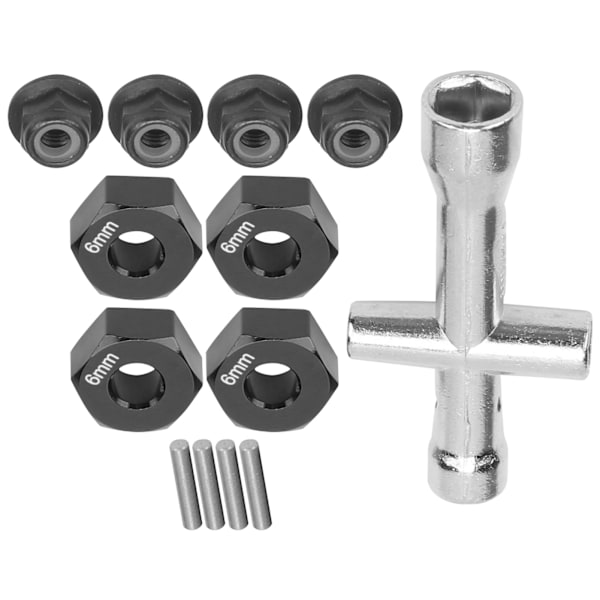 12 mm Hex-navadapter 6 mm tjock M4 flänslåsmuttrar Kryssnyckelsats för 1/10 RC CarBlack