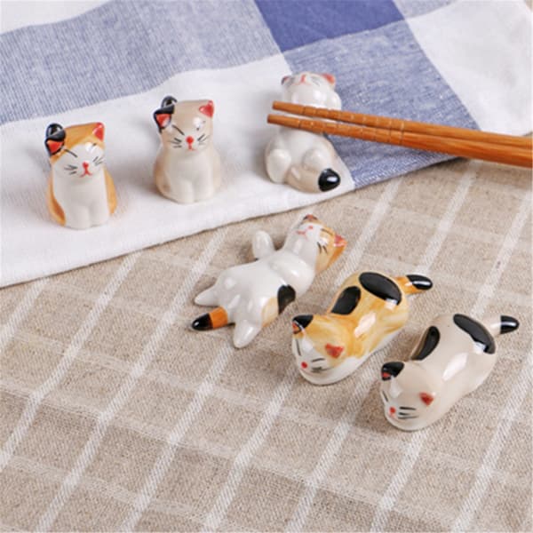 Ceramic Cute Kitten Chopstick Holder Ceramic Painted Kitten Frog Ornament Chopstick Holder