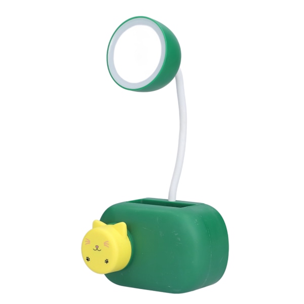 Skrivbordslampa Tecknad Katt Multifunktionell LED Skrivbordslampa med Pennvässare USB-kabel för Studierum Sovrum Kontor Present Mörkgrön