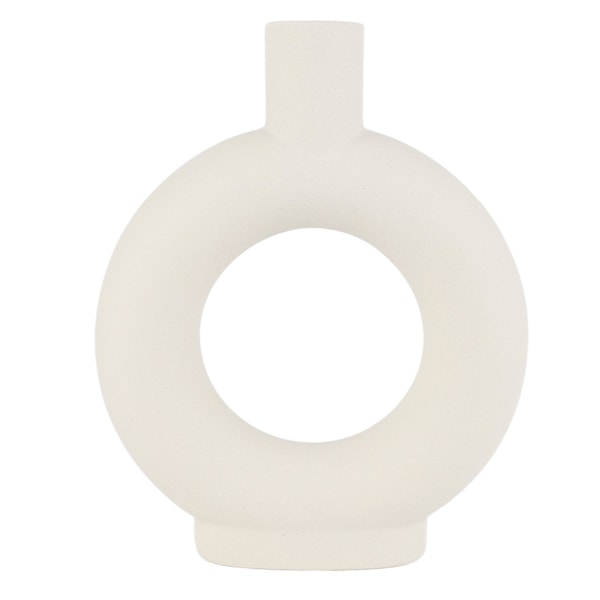 Cirkel Keramisk Vas Cirkulär Ihålig Blomvas Modern Matt Vas Ornament för Vardagsrum Sovrum Kontor